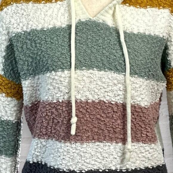 Absolutely Chunky Knit Hoodie Sweater S Nordstrom Striped Boucle NWT - Picture 6 of 10